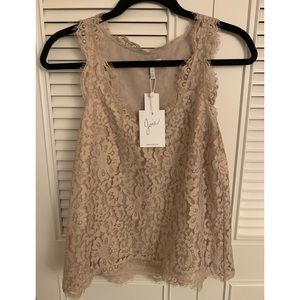 NWT Joie Gold Lace Tank Top Blouse Size XS